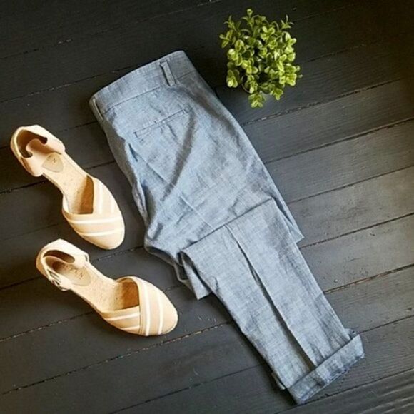 🌼 J.crew Blue Lightweight Cropped pants - Picture 1 of 6